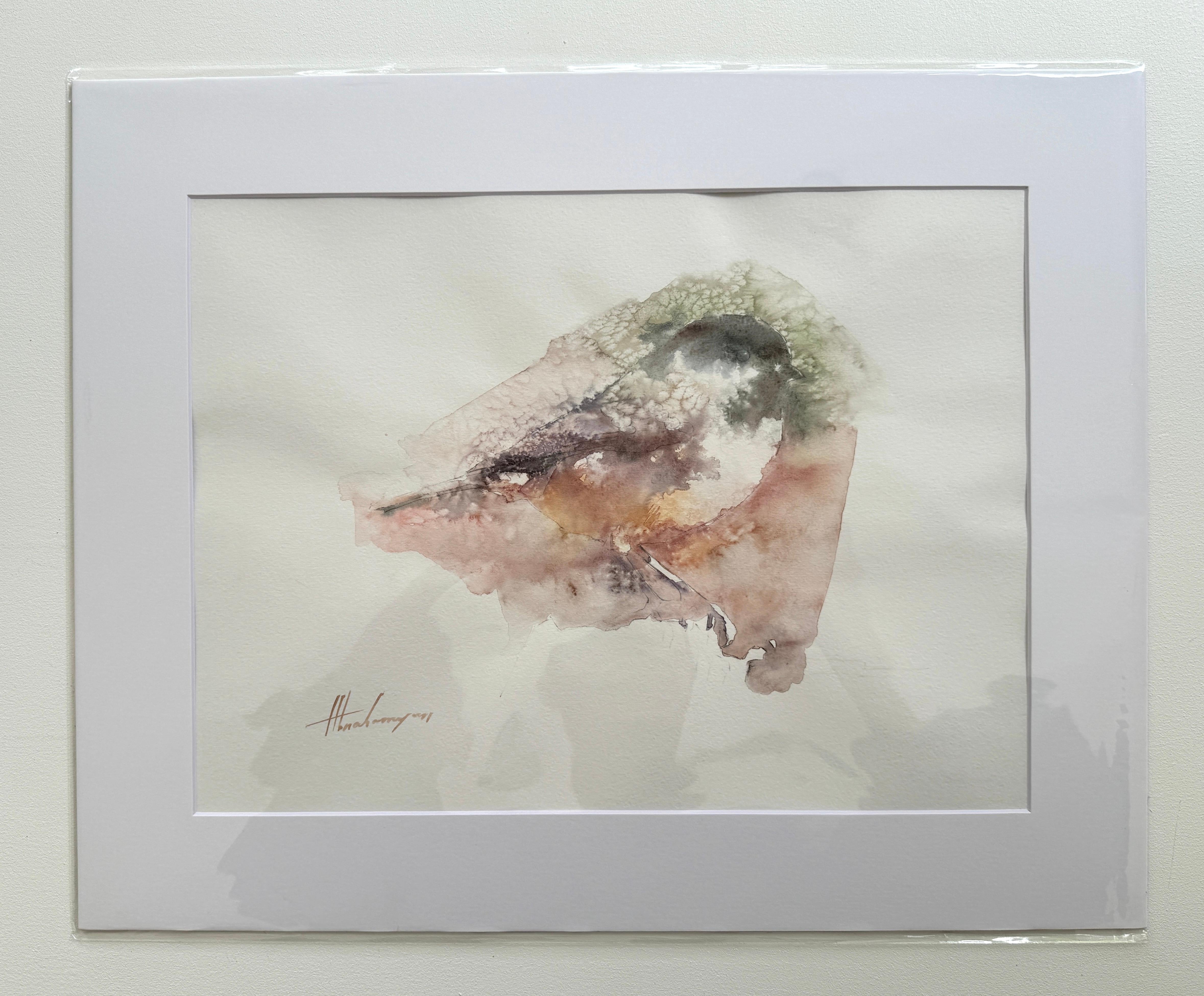 Chickadee, oiseau, aquarelle, peinture faite à la main, unique en son genre - Art de Artyom Abrahamyan