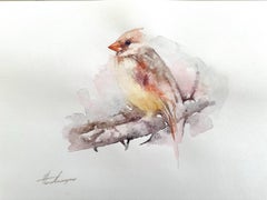 Cardinal, Watercolor Handmade Painting, One of a Kind