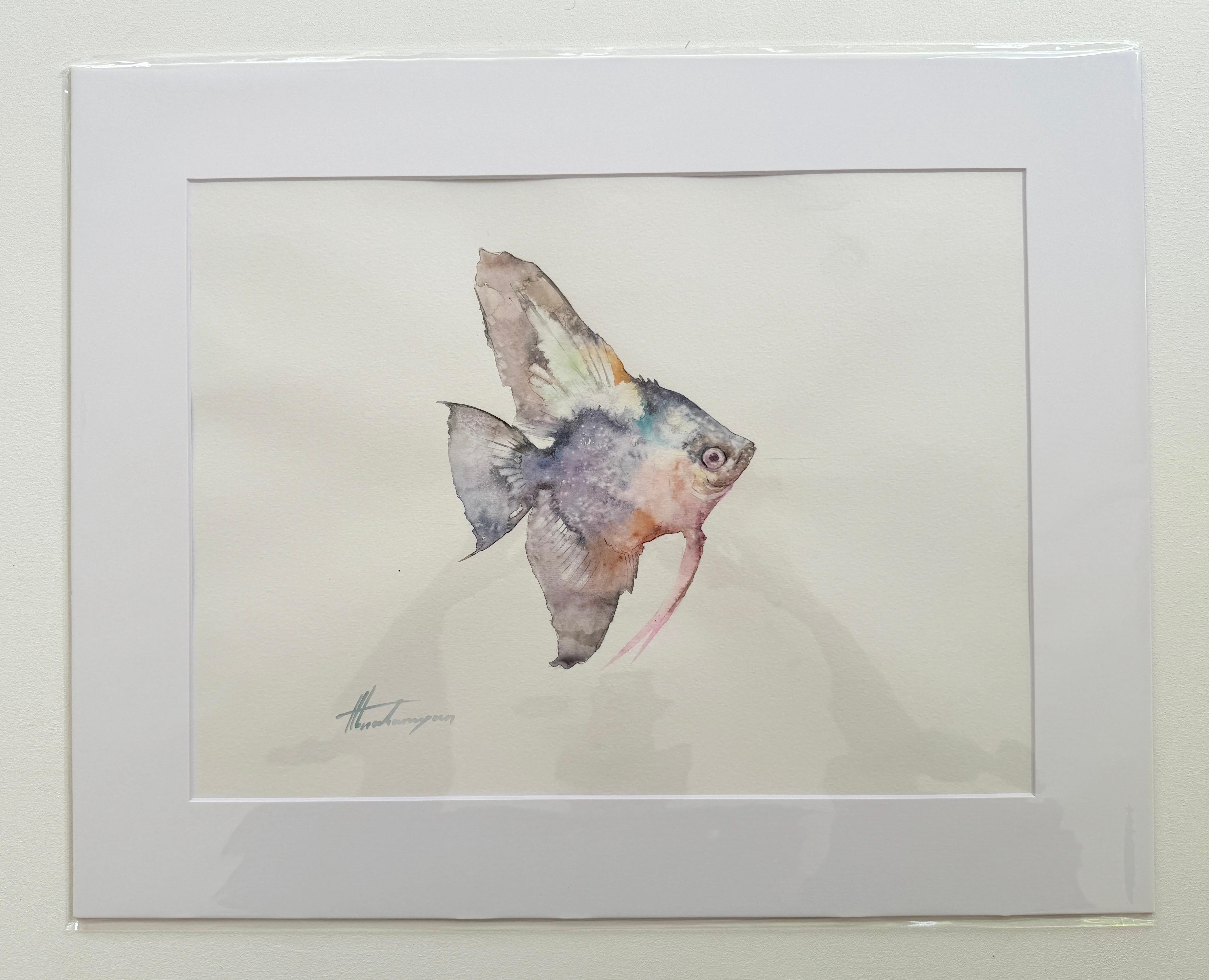 Pesce, acquerello dipinto a mano, pezzo unico - Art di Artyom Abrahamyan