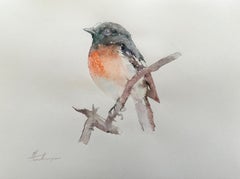 Red Robin, Watercolor Handmade Painting, One of a Kind