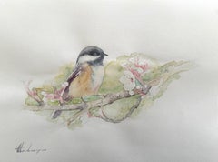 Chickadee, Watercolor Handmade Painting, One of a Kind