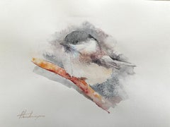 Chickadee, Watercolor Handmade Painting, One of a Kind