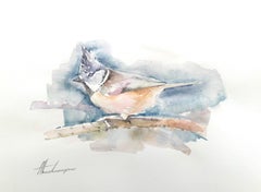 Titmouse, Watercolor Handmade Painting, One of a Kind