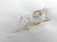 Robin Robin, Vogel, Aquarell, handgefertigtes Gemälde, Unikat