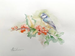 Großer Tit, Vogel, Aquarell, handgefertigtes Gemälde, Unikat, Aquarell