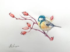 Great Tit, oiseau, peinture à l'aquarelle faite à la main, unique en son genre