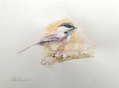 Chickadee, Watercolor Handmade Painting, One of a Kind