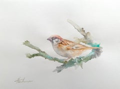 Peinture artisanale, oiseau, aquarelle, unique en son genre