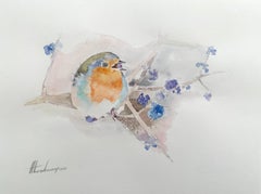 Robin Robin, Vogel, Aquarell, handgefertigtes Gemälde, Unikat