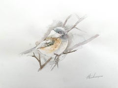 Chickadee, Watercolor Handmade Painting, One of a Kind