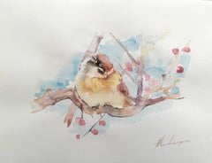 Sparrow, Bird, Watercolor Handmade Painting, One of a Kind