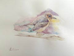 Robin Robin, Vogel, Aquarell, handgefertigtes Gemälde, Unikat