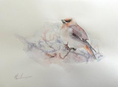 Bullfinch, Vogel, Aquarell, handgefertigtes Gemälde, Unikat