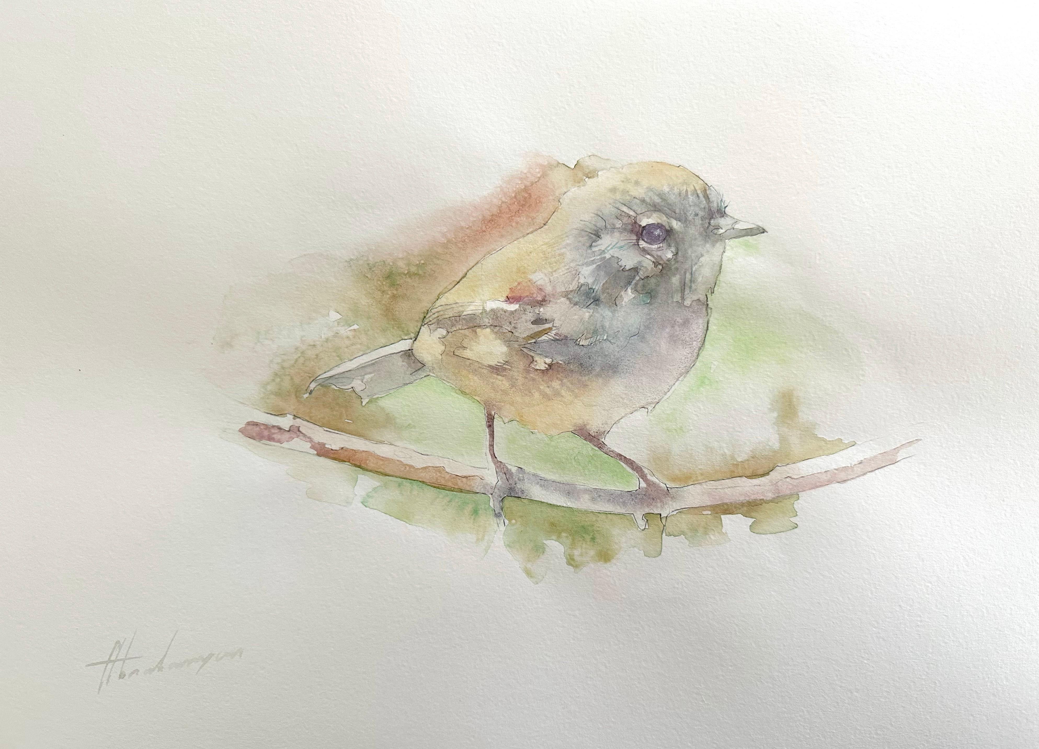 Wren, Bird, Watercolor Handmade Painting, One of a Kind