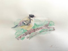 Chickadee, Watercolor Handmade Painting, One of a Kind