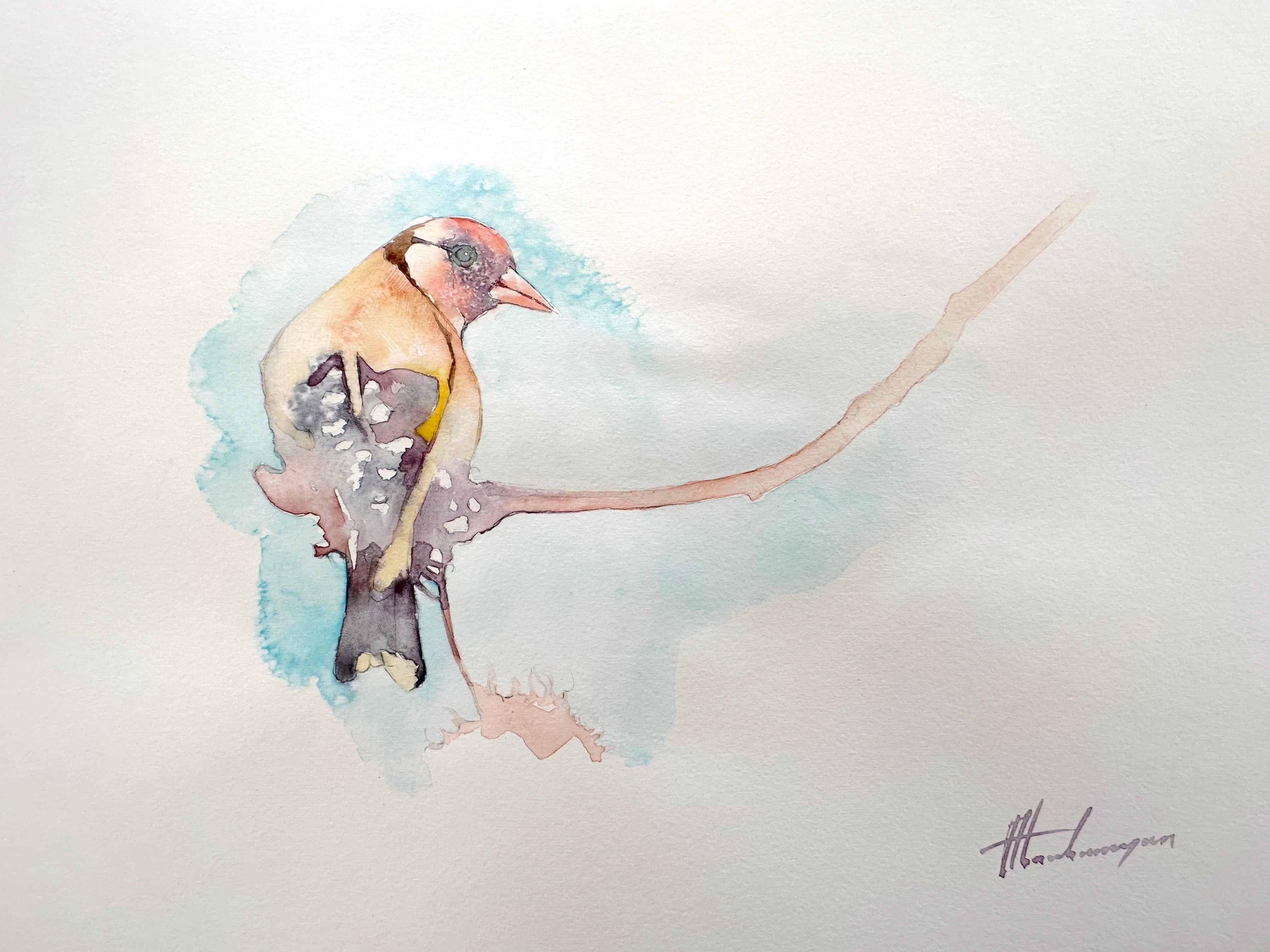 Goldfinch, Bird, Watercolor Handmade Painting, One of a Kind