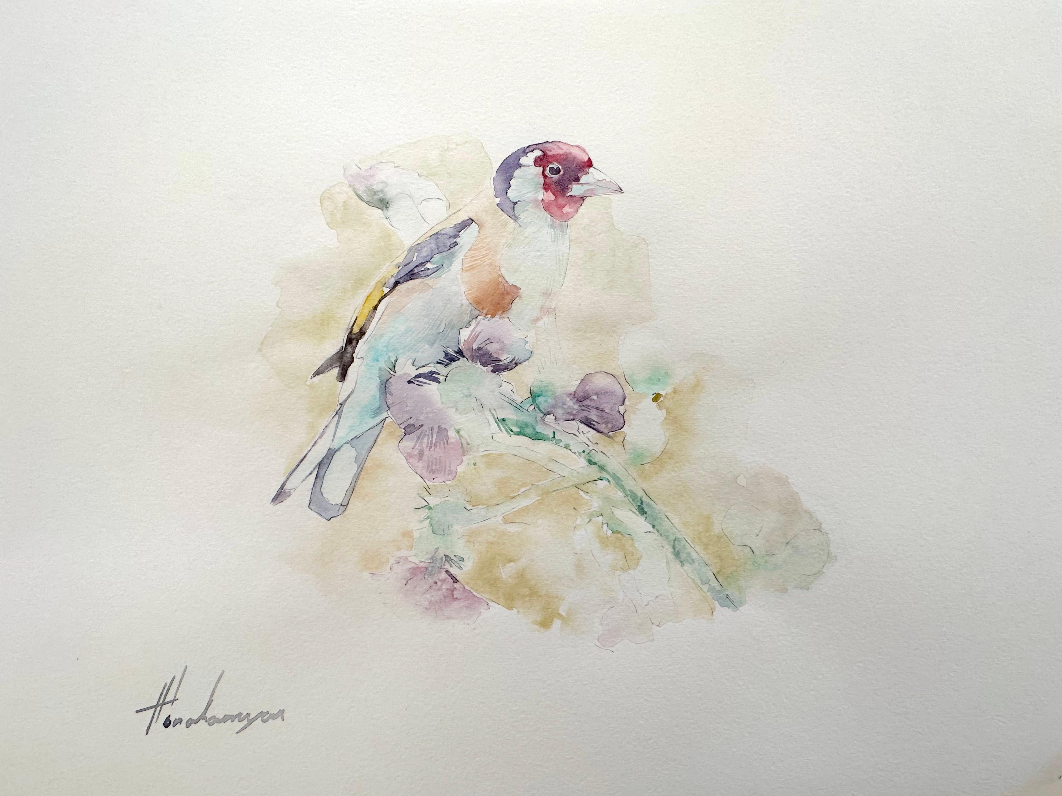 Goldfinch, Bird, Watercolor Handmade Painting, One of a Kind