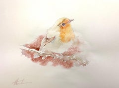 Robin, Bird, Watercolor Handmade Painting, One of a Kind