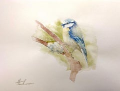 Großer Tit, Vogel, Aquarell, handgefertigtes Gemälde, Unikat, Aquarell
