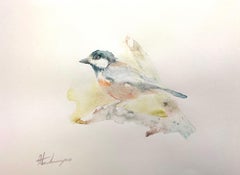 Chickadee, Bird Watercolor Handmade Painting, One of a Kind