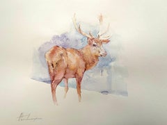 Deer, Watercolor Handmade Painting, One of a Kind