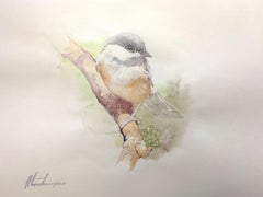 Chickadee, oiseau, aquarelle, peinture faite à la main, unique en son genre
