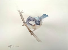 Chickadee, oiseau, aquarelle, peinture faite à la main, unique en son genre