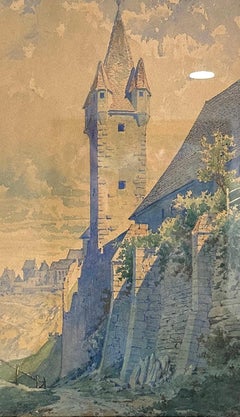 Tower, Original Watercolor Painting, Ready to Hang
