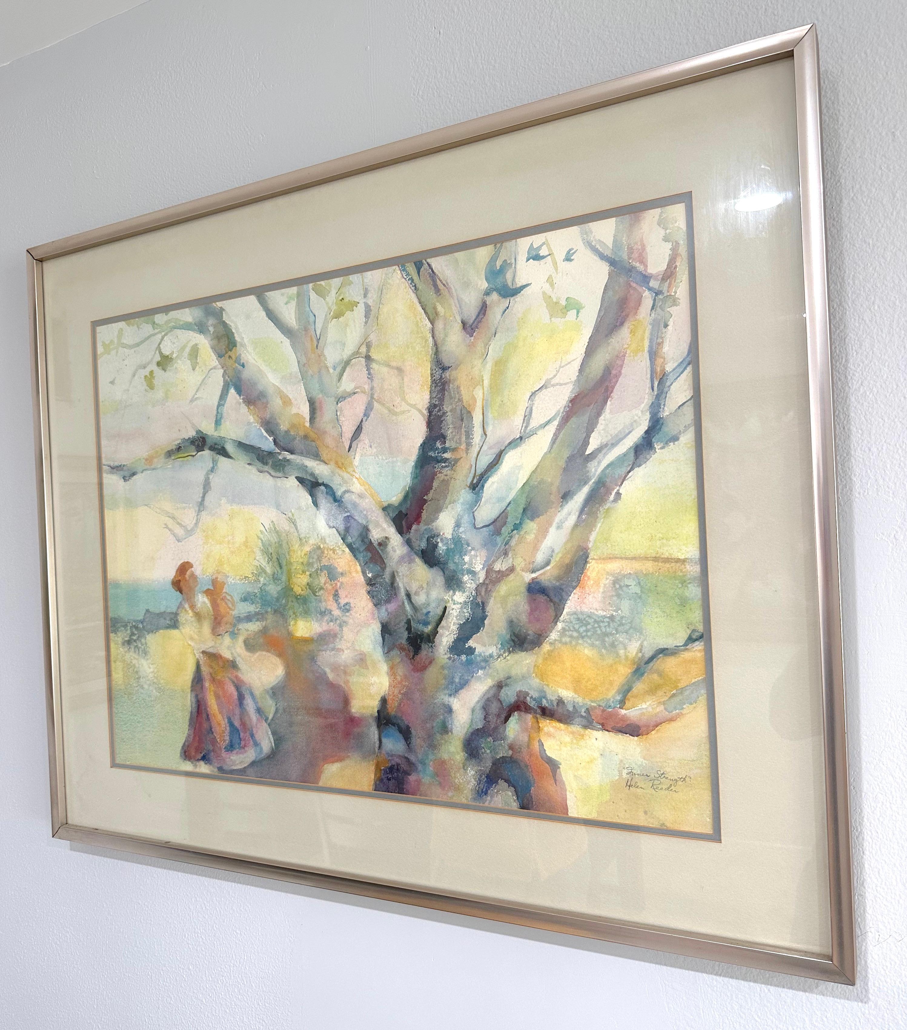 Summer Strength, Tree, Landscape, Original Watercolor Painting, Ready to Hang - Impressionist Art by Helen Reeden