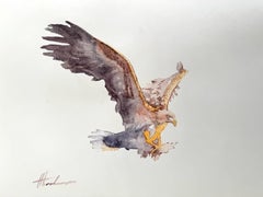 Peinture à l'aigle, aquarelle faite à la main, unique en son genre