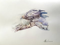 Peinture à l'aigle, aquarelle faite à la main, unique en son genre