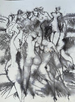Fundición, Pintura figurativa original, Tinta sobre papel, Blanco y negro