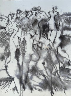 Casting, Figurative Original Painting, Ink on Paper, Black and White 