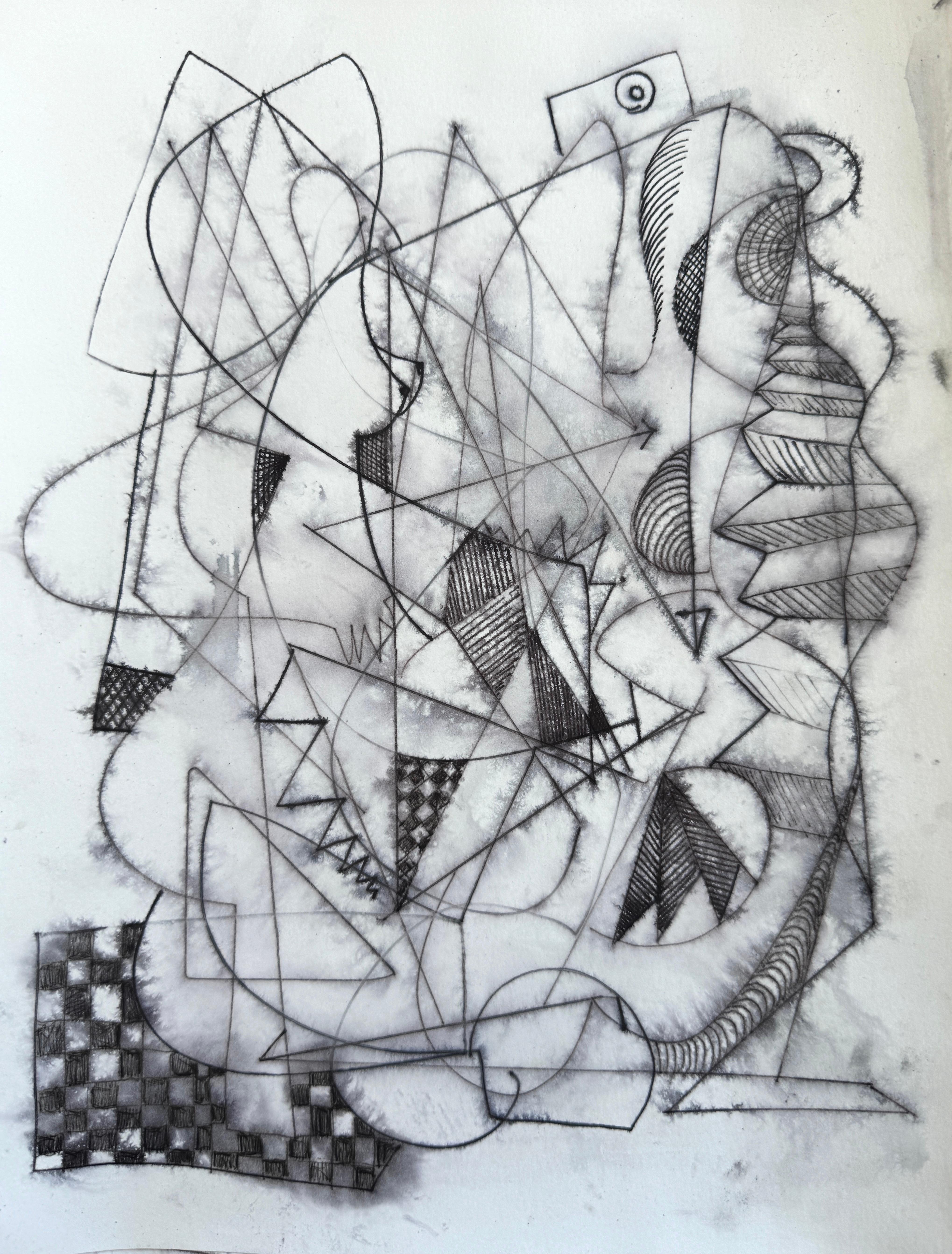Concert, Figurative Original Painting, Ink on Paper, Black and White 