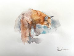 Fox, Watercolor Handmade Painting, One of a Kind