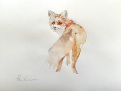 Fox, Watercolor Handmade Painting, One of a Kind