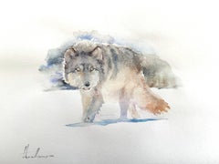 Loup, aquarelle, peinture faite à la main, unique en son genre