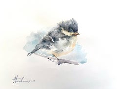 Chickadee, Vogel, Aquarell, handgefertigtes Gemälde, Unikat