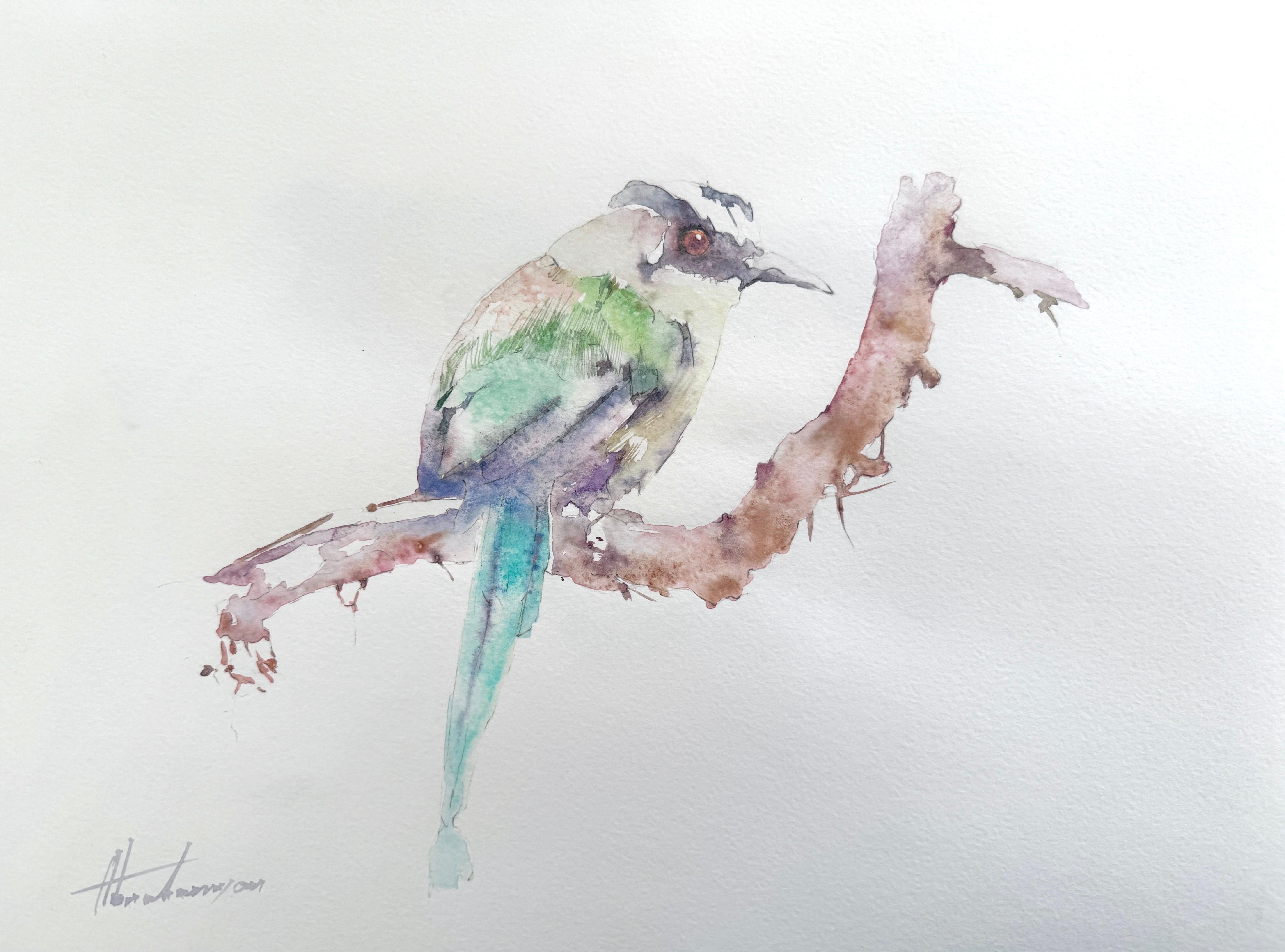 Andean Motmot, Bird, Watercolor Handmade Painting, One of a Kind