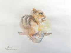Chipmunk, Animal, aquarelle, peinture faite à la main, unique en son genre