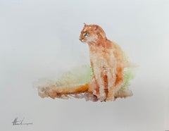 Puma, Animal, Watercolor on Paper, Handmade Painting, One of a Kind