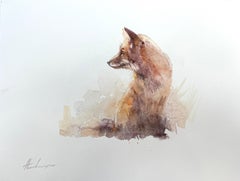 Fox, Animal, Watercolor on Paper, Handmade Painting, One of a Kind