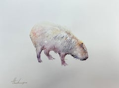 Capybara, Animal, aquarelle sur papier, peinture artisanale, unique en son genre