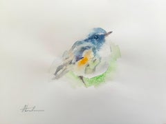 Blauschwanz, Vogel, Aquarell auf Papier, handgefertigtes Gemälde, Unikat