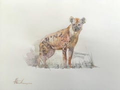 Hyena, Wildtier, Aquarell auf Papier, Handgefertigtes Gemälde, Unikat