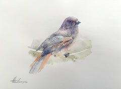 Joye de la Sibérie, oiseau, aquarelle sur papier, peinture faite à la main, unique en son genre