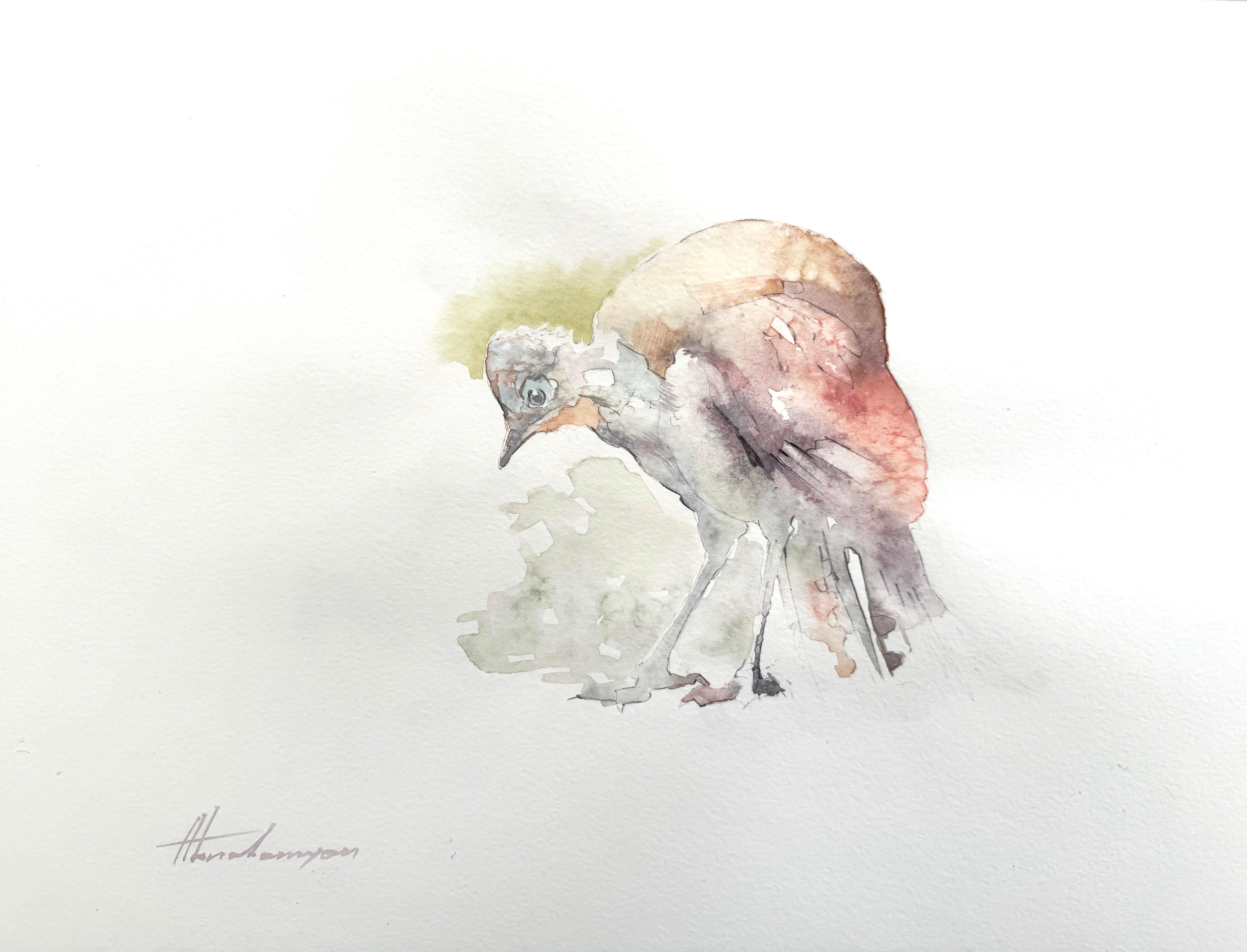 Bird, aquarelle sur papier, peinture faite à la main, unique en son genre