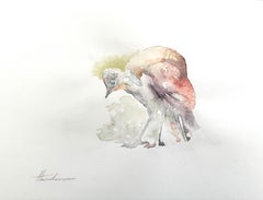 Bird, aquarelle sur papier, peinture faite à la main, unique en son genre