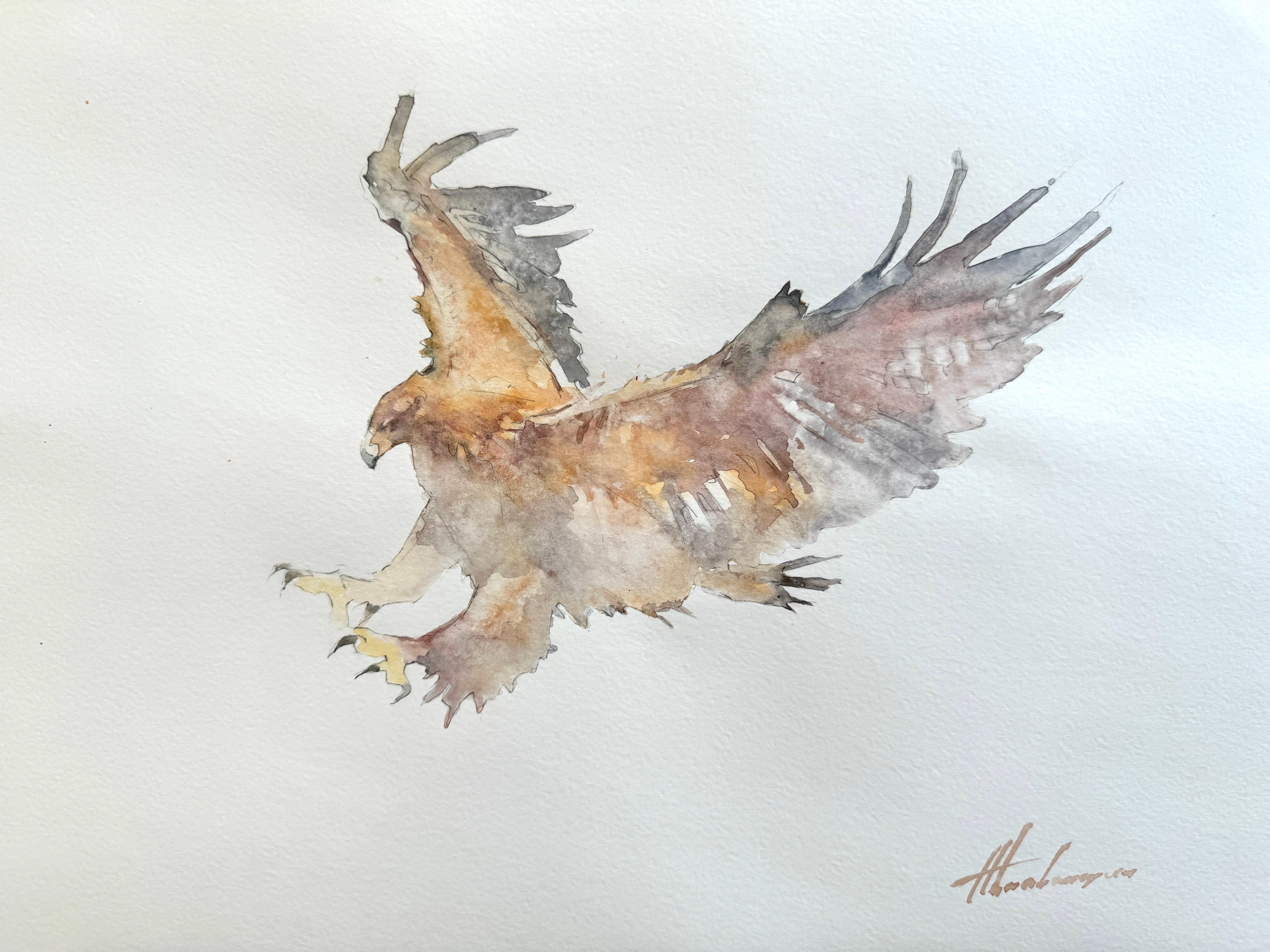 Eagle, Bird, Watercolor on Paper, Handmade Painting, One of a Kind