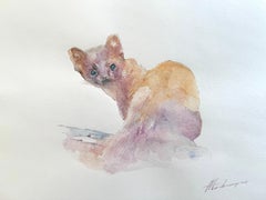 Pine Marten, Animal, Watercolor on Paper, Handmade Painting, One of a Kind